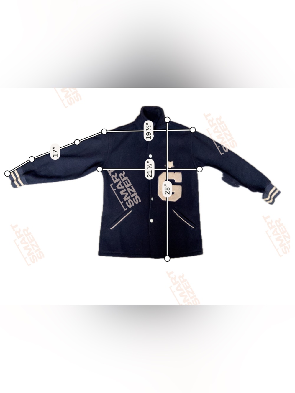 Maple Athletic Sportswear - Unisex Vintage Letterman Jacket - Blue & White- L-XL - Picture 8 of 9